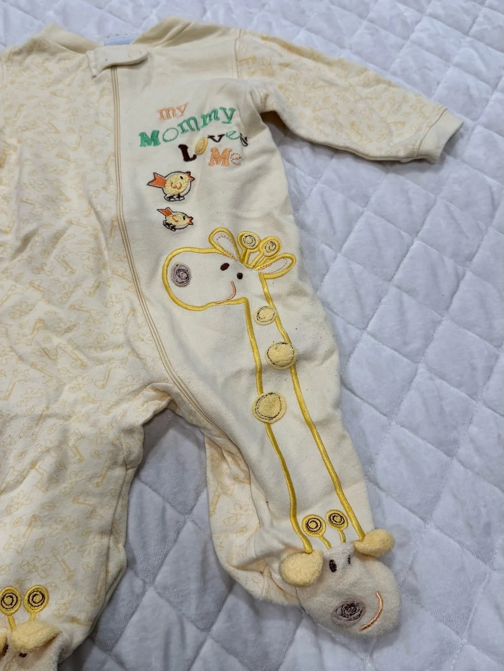 Yellow Giraffe Footed One-Piece for Baby — 